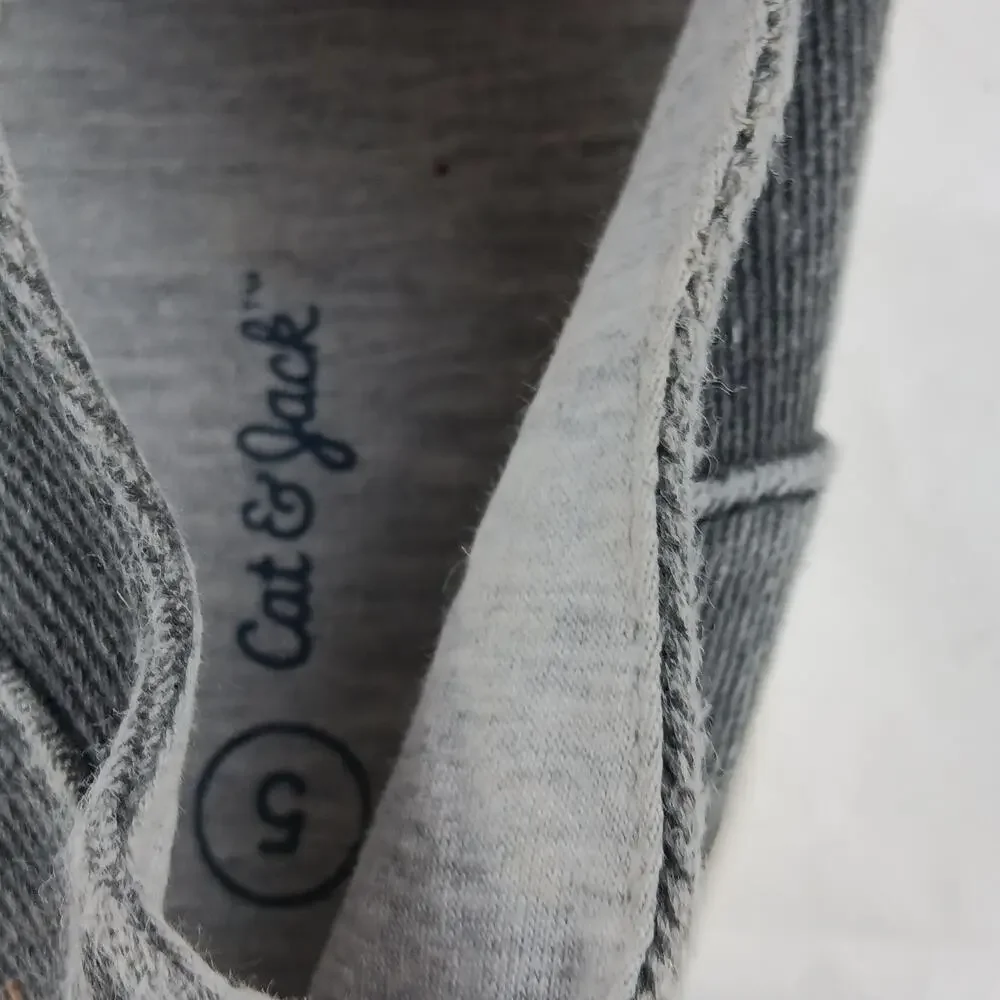Cat & Jack Shoes Kids Size 5 Gray Denim Zipper Lace Up Casual Low Top Sneakers
